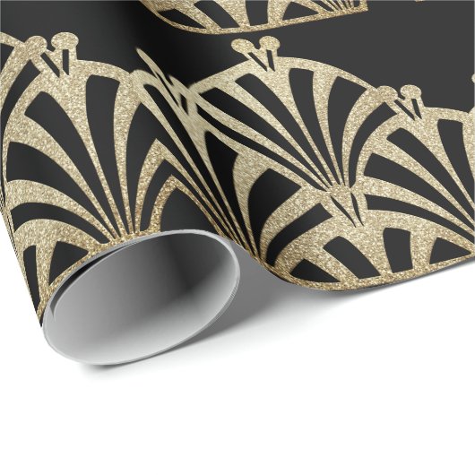 Kunstdecoventilatorpatroon zwarte bronzen elegante cadeaupapier (Rol Hoek)