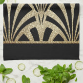 Kunstdecoventilatorpatroon zwarte bronzen elegante theedoek (Gevouwen)