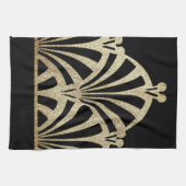 Kunstdecoventilatorpatroon zwarte bronzen elegante theedoek (Horizontaal)