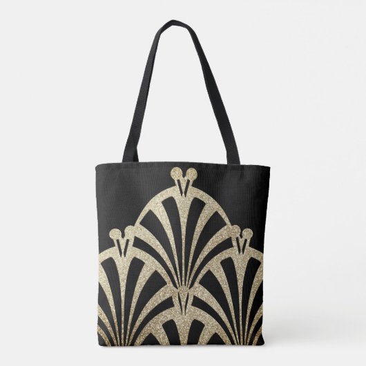 Kunstdecoventilatorpatroon zwarte bronzen elegante tote bag (Achterkant)