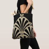Kunstdecoventilatorpatroon zwarte bronzen elegante tote bag (Dichtbij)
