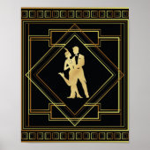 Kunstdecozwart en gouden geometrische flap 20s poster (Voorkant)