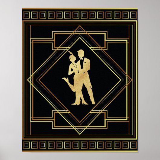 Kunstdecozwart en gouden geometrische flap 20s poster (Voorkant)