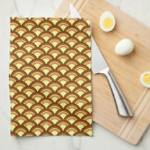 Kunstdegolfpatroon - chocolade en geel theedoek (Quarter Fold)