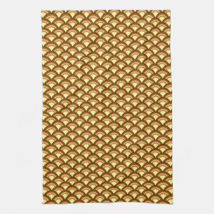 Kunstdegolfpatroon - chocolade en geel theedoek