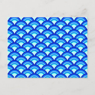 Kunstdegolfpatroon - kobalt en hemelblauw briefkaart