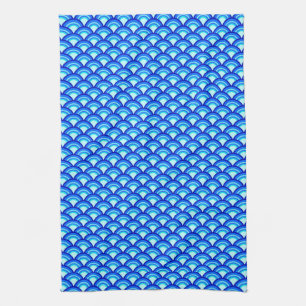 Kunstdegolfpatroon - kobalt en hemelblauw theedoek