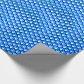 Kunstdegolfpatroon - kobalt en turquoise cadeaupapier (Hoek)