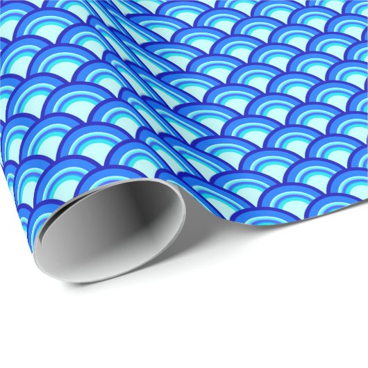Kunstdegolfpatroon - kobalt en turquoise cadeaupapier (Rol Hoek)