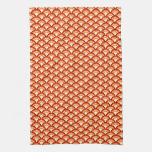Kunstdegolfpatroon - tangerine sinaasappel theedoek