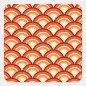 Kunstdegolfpatroon - tangerine sinaasappel vierkante sticker (Voorkant)