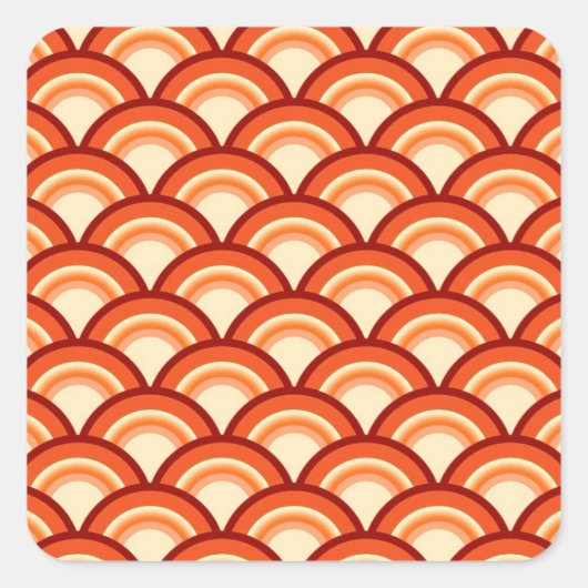 Kunstdegolfpatroon - tangerine sinaasappel vierkante sticker (Voorkant)