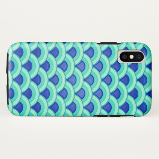 Kunstdegolfpatroon - turkooizen en kobalt Case-Mate iPhone case (Achterkant (horizontaal))
