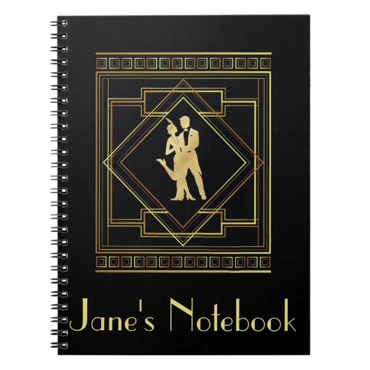 Kunstdeklaag, zwart en goudflapper, 1920 notitieboek (Voorkant)