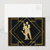 Kunstdeklaag, zwart en goudpapier, jaren 20 briefkaart (Voorkant / Achterkant)