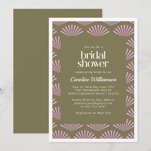 Kunstdeventilatoren in olijven en Lila Vrijgezelle Kaart (Voorkant / Achterkant)