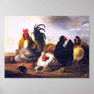 kunstdier-diervogelvlees-kippen-schilderen poster