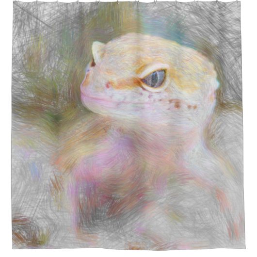 kunstdier gekko douchegordijn (Voorkant)