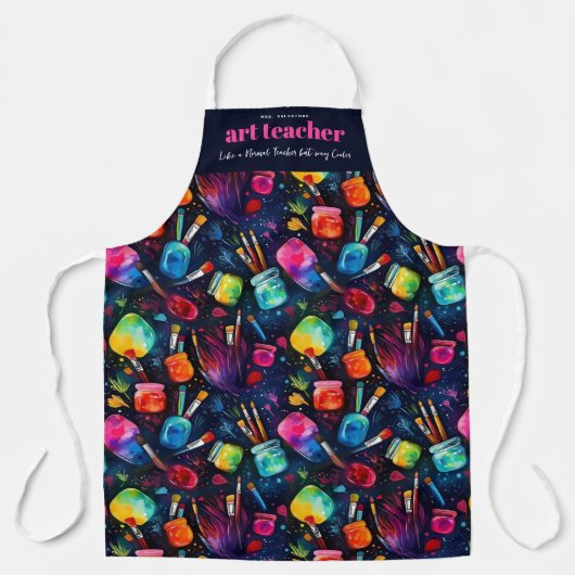 kunstdocent | Als een normale leraar monogram Schort (Voorkant)