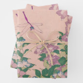 kunstdragonfly en bloemen schilderen inpakpapier vel (In situ)