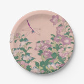  kunstdragonfly en bloemen schilderen papieren bordje (Voorkant)