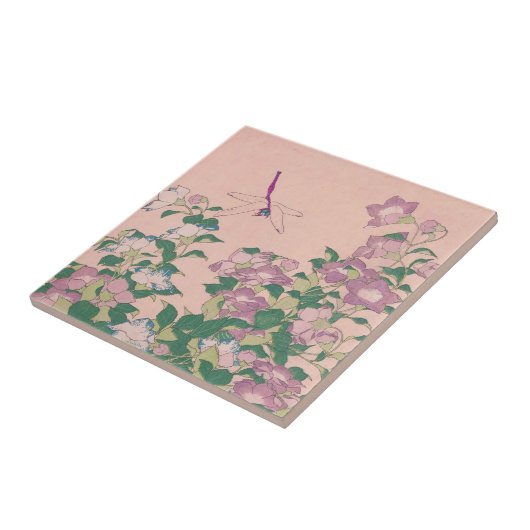  kunstdragonfly en bloemen schilderen tegeltje (Zijkant)