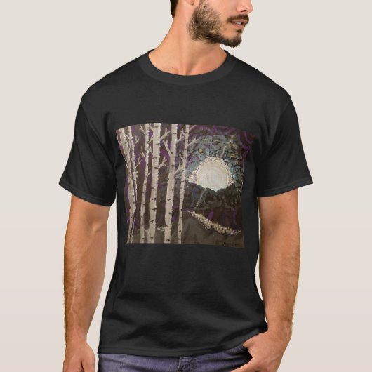 Kunstdruk op het shirt "Aspens in Moonlight" (Voorkant)