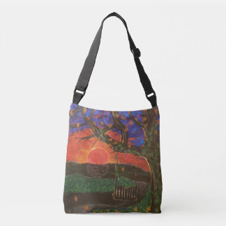 Kunstdruk op kruisstukjes van "herfstswings.." crossbody tas