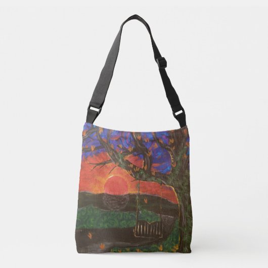 Kunstdruk op kruisstukjes van "herfstswings.." crossbody tas (Voorkant)