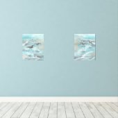 Kunstdruk set van twee zandloper vogelschilderijen (Houten vloer)