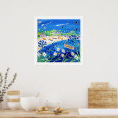 Kunstdrukken: Puffin days, Tresco. Door John Dyer Poster (Keuken)