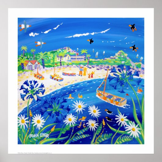 Kunstdrukken: Puffin days, Tresco. Door John Dyer Poster (Voorkant)
