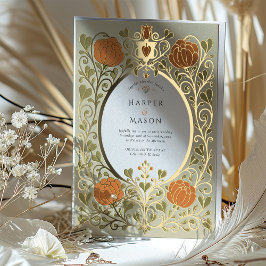 Kunsten & Ambachten Sinaasappel Bloemen Huwelijk Folie Uitnodiging