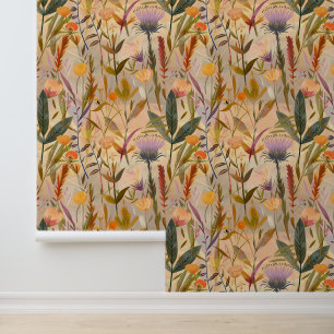 Kunsten en ambachten Schotse distel en wilde bloem Behang