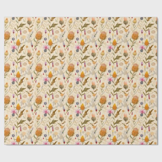 Kunsten en ambachten Schotse distel en wilde bloem Cadeaupapier (Vlak)