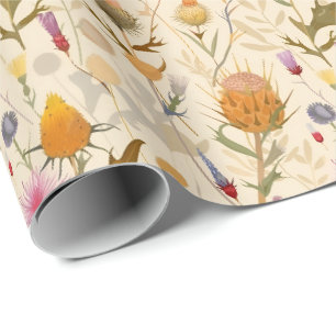 Kunsten en ambachten Schotse distel en wilde bloem Cadeaupapier