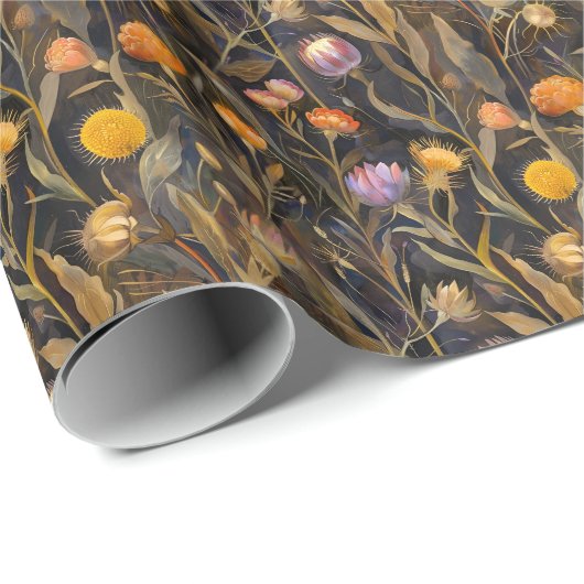 Kunsten en ambachten Schotse distel en wilde bloem Cadeaupapier (Rol Hoek)