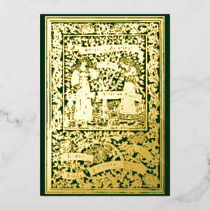  kunsten en kunstmeisjes met kerstbanner folie feestdagenkaart