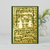  kunsten en kunstmeisjes met kerstbanner folie feestdagenkaart (Staand Voorkant)