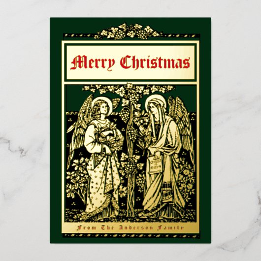  kunsten en kunstzinnige kerstangels folie feestdagenkaart (Voorkant)