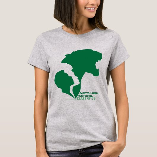  kunsten op school Groene silhouettes T-shirt (Voorkant)