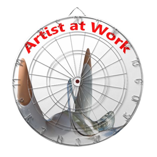 Kunstenaar aan het werk dartbord (Voorkant)
