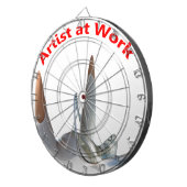 Kunstenaar aan het werk dartbord (Voorkant Rechts)