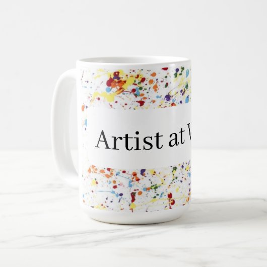 "Kunstenaar aan het werk" Koffiemok (Voorkant links)