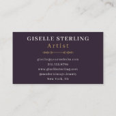 Kunstenaar Abstracte Paarse Gouden Wavy Waterverf Visitekaartje (Achterkant)