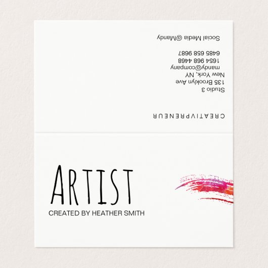 Kunstenaar / Aquarel Visitekaartje (Buitenkant ongevouwen)