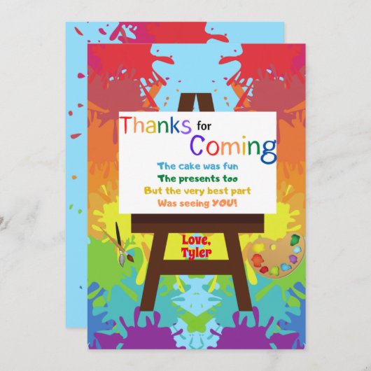 Kunstenaar bedankt kaart (Voorkant / Achterkant)