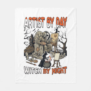 Kunstenaar Dag Heks Nacht Halloween Skelet Schilde Fleece Deken