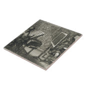 Kunstenaar die een portret over een net schildert  tegeltje (Zijkant)