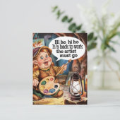 Kunstenaar Dwarf zingt zichzelf weer aan het werk Briefkaart (Staand voorkant)